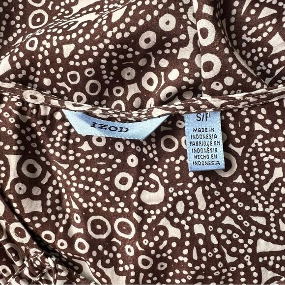 IZod Brown & White Dot Patterned Sleeveless Blouse - Picture 5 of 7